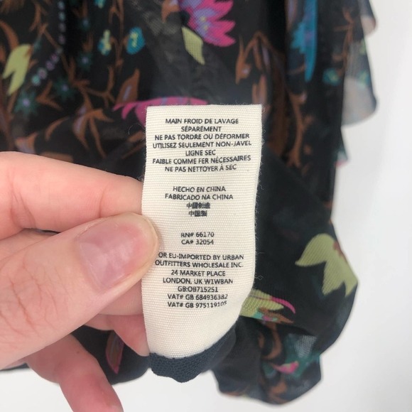 FREE PEOPLE Wildflower Honey Peasant Mesh Blouse Black Combo Size XS NEW - Picture 9 of 16